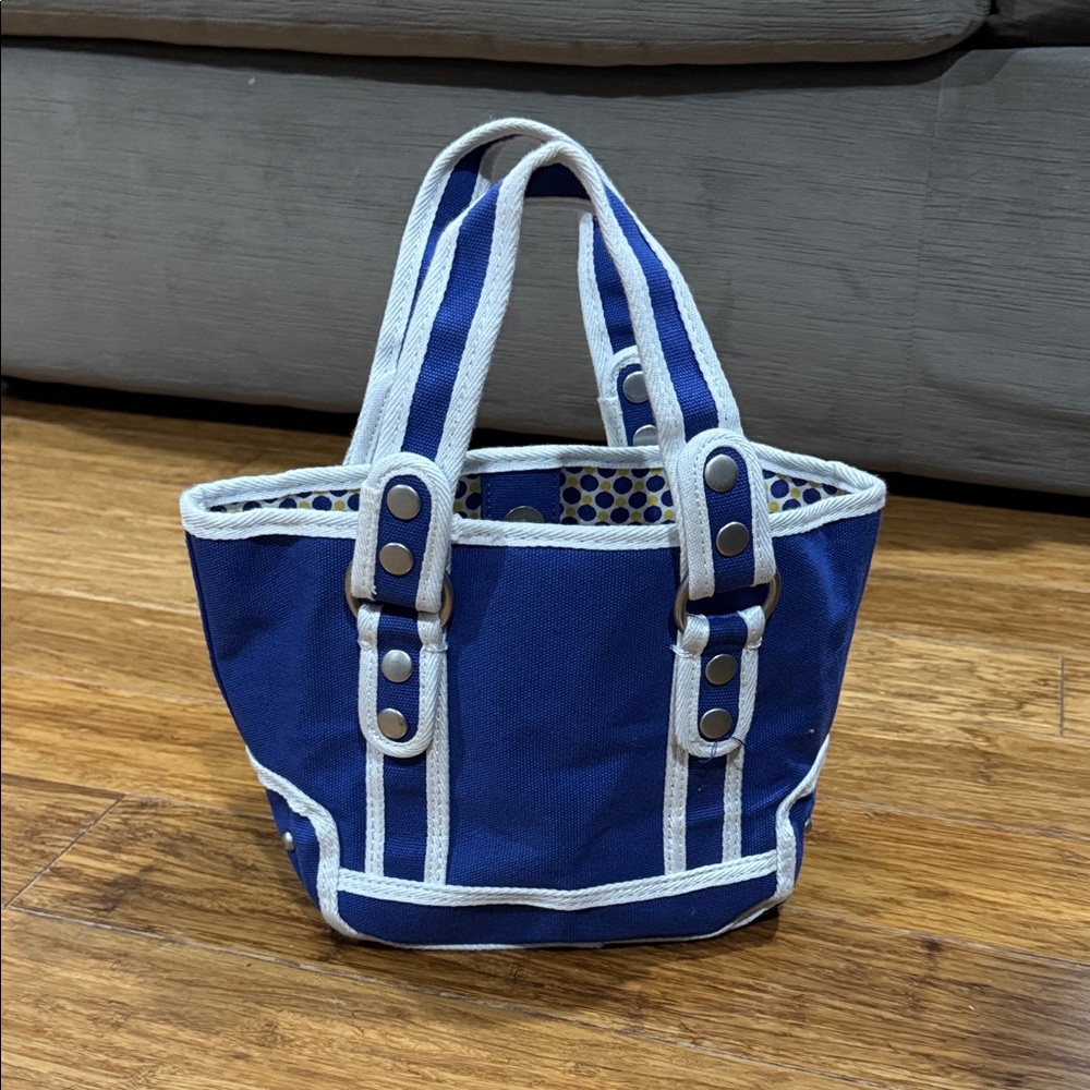 L.L. Bean Navy Mini Boat and Tote Bag with White Trim